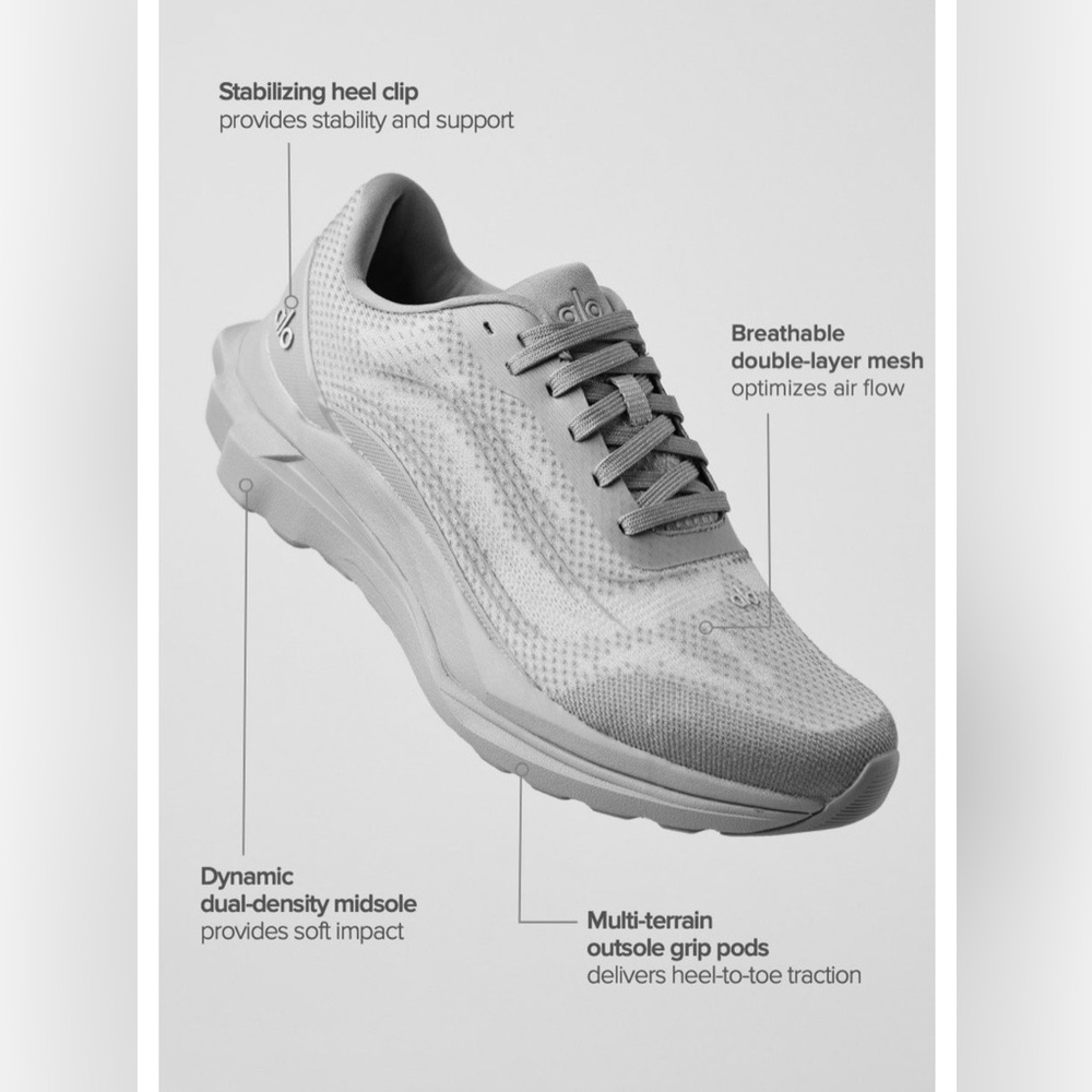 Brand New Alo Runner.
Color: Grey/Grey.
Size: 6M/7.5W